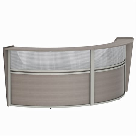 Linea Italia Curved Reception Desk 2 Units, Clear Panel, 124 inW x 49 inD, Ash ZUD316